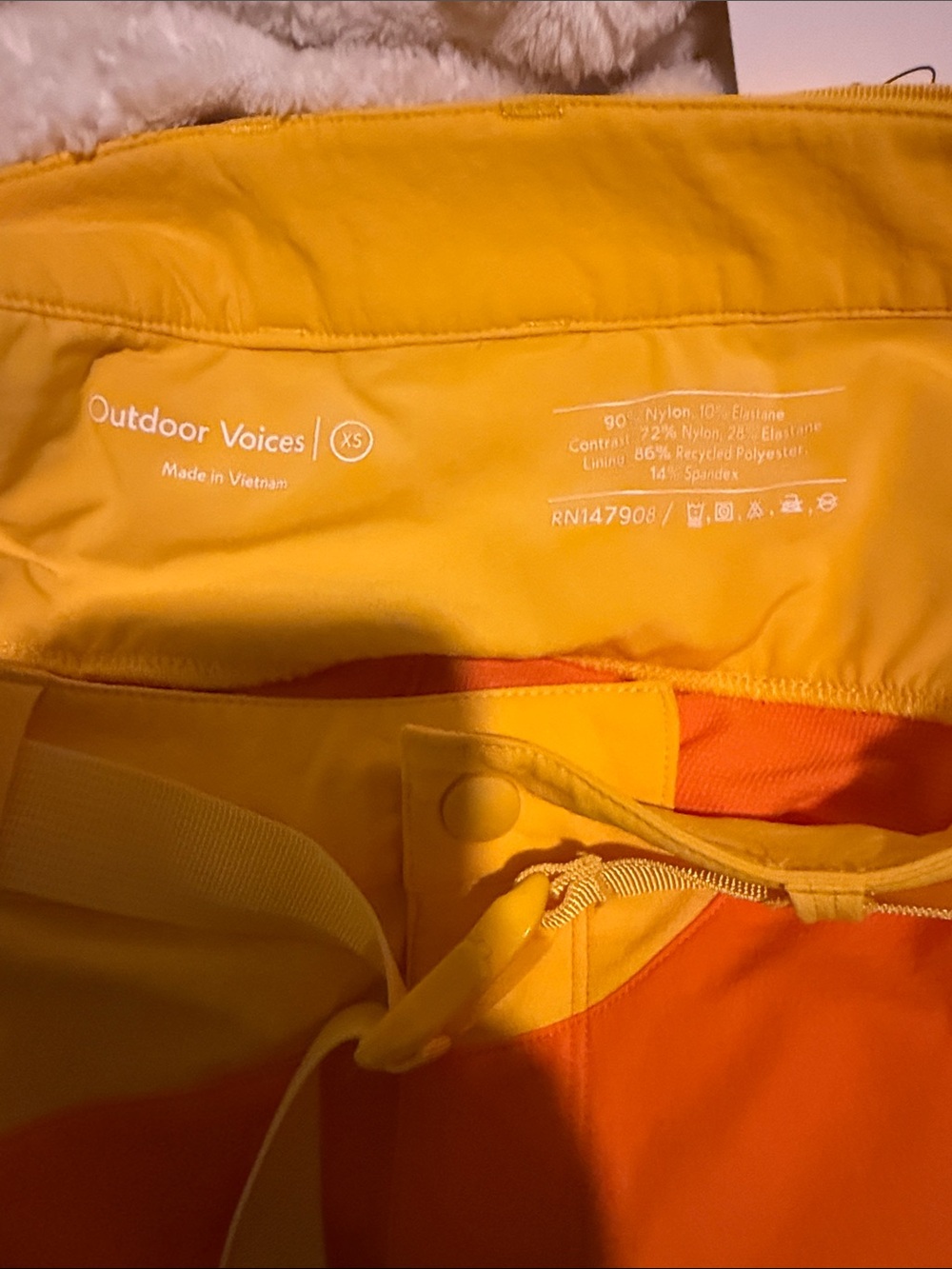 Outdoor Voices RecTrek Hike Shorts in Yellow & Orange w Belt - Picture 7 of 7